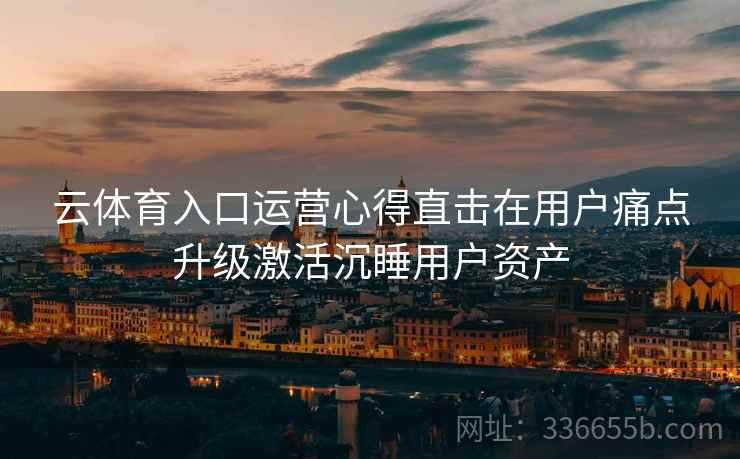 云体育入口运营心得直击在用户痛点升级激活沉睡用户资产