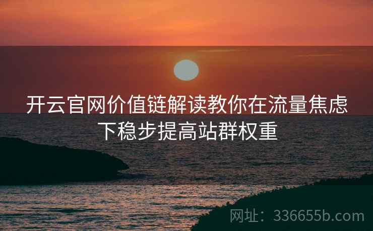 开云官网价值链解读教你在流量焦虑下稳步提高站群权重