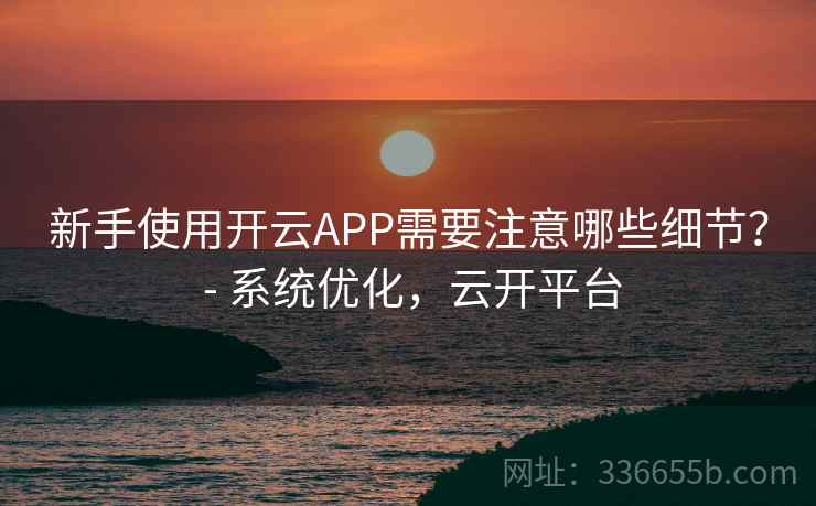 新手使用开云APP需要注意哪些细节？ - 系统优化，云开平台