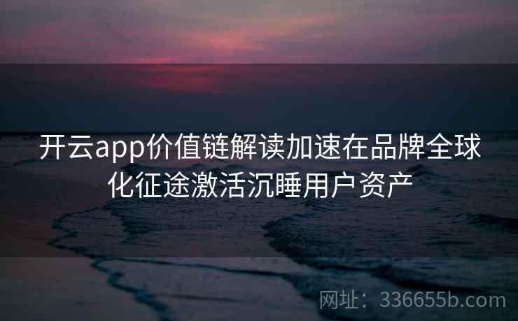 开云app价值链解读加速在品牌全球化征途激活沉睡用户资产